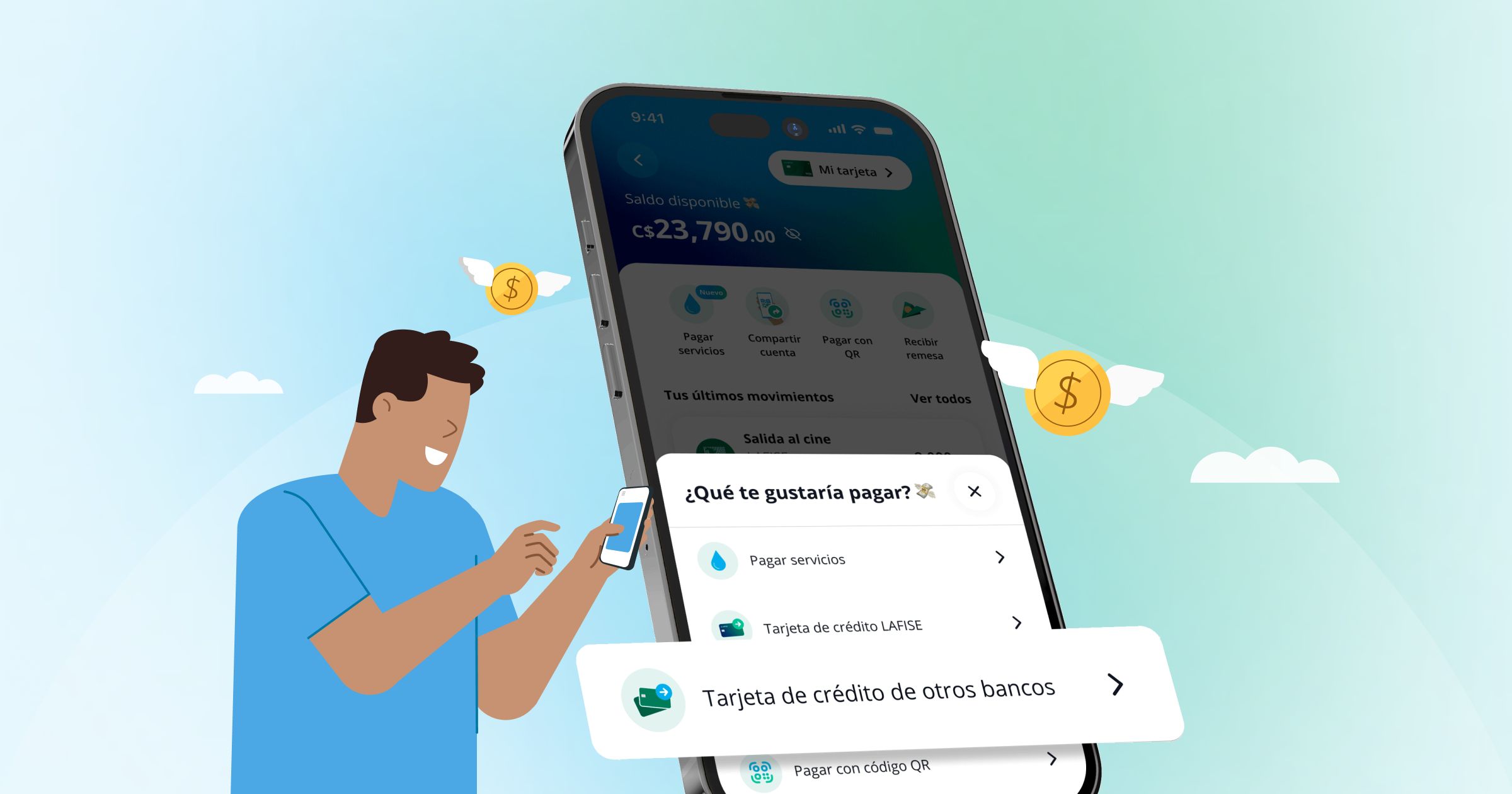 Paga fácilmente con la opción Pagar Tarjeta de crédito de otros bancos en tu app LAFISE Digital