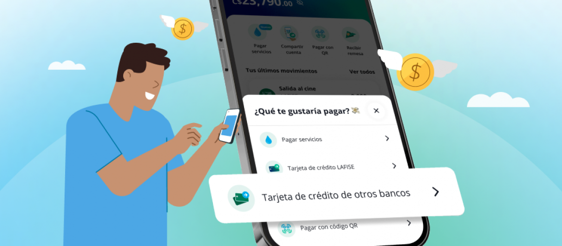 Paga fácilmente con la opción Pagar Tarjeta de crédito de otros bancos en tu app LAFISE Digital